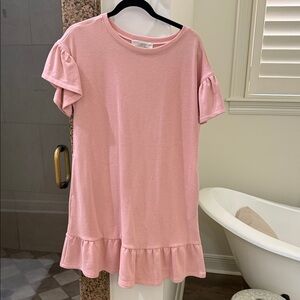 LOFT Pink Ruffle Sleeve Mini Dress